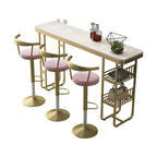 Tables de bar glamour dorées et blanches avec étagères en faux marbre