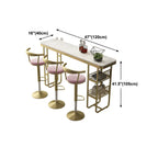 Tables de bar glamour dorées et blanches avec étagères en faux marbre