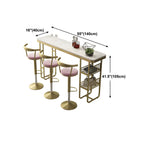 Tables de bar glamour dorées et blanches avec étagères en faux marbre