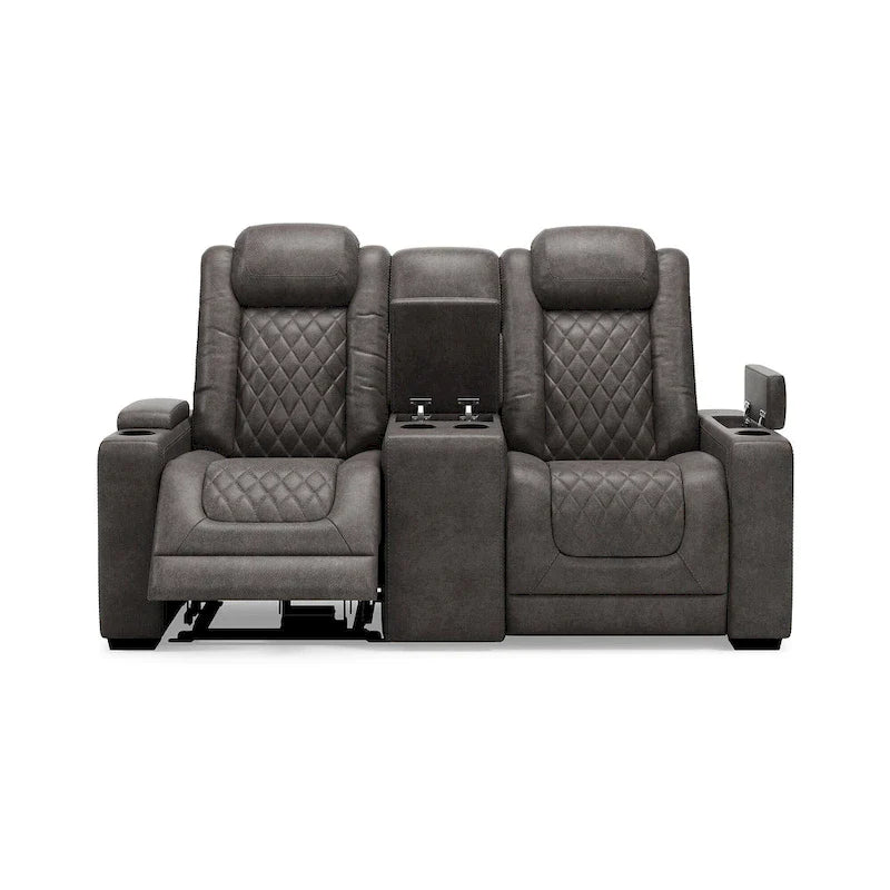 Signature Design by Ashley HyllMont – Causeuse inclinable électrique grise avec console – 71,75 po L x 39 po P x 44 po H