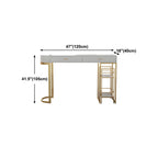 Tables de bar de rangement Glam White Free Form en fer doré