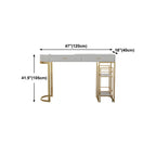 Tables de bar de rangement Glam White Free Form en fer doré