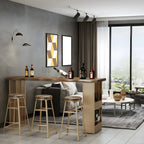 Tables de bar modernes en bois et fer brun doré