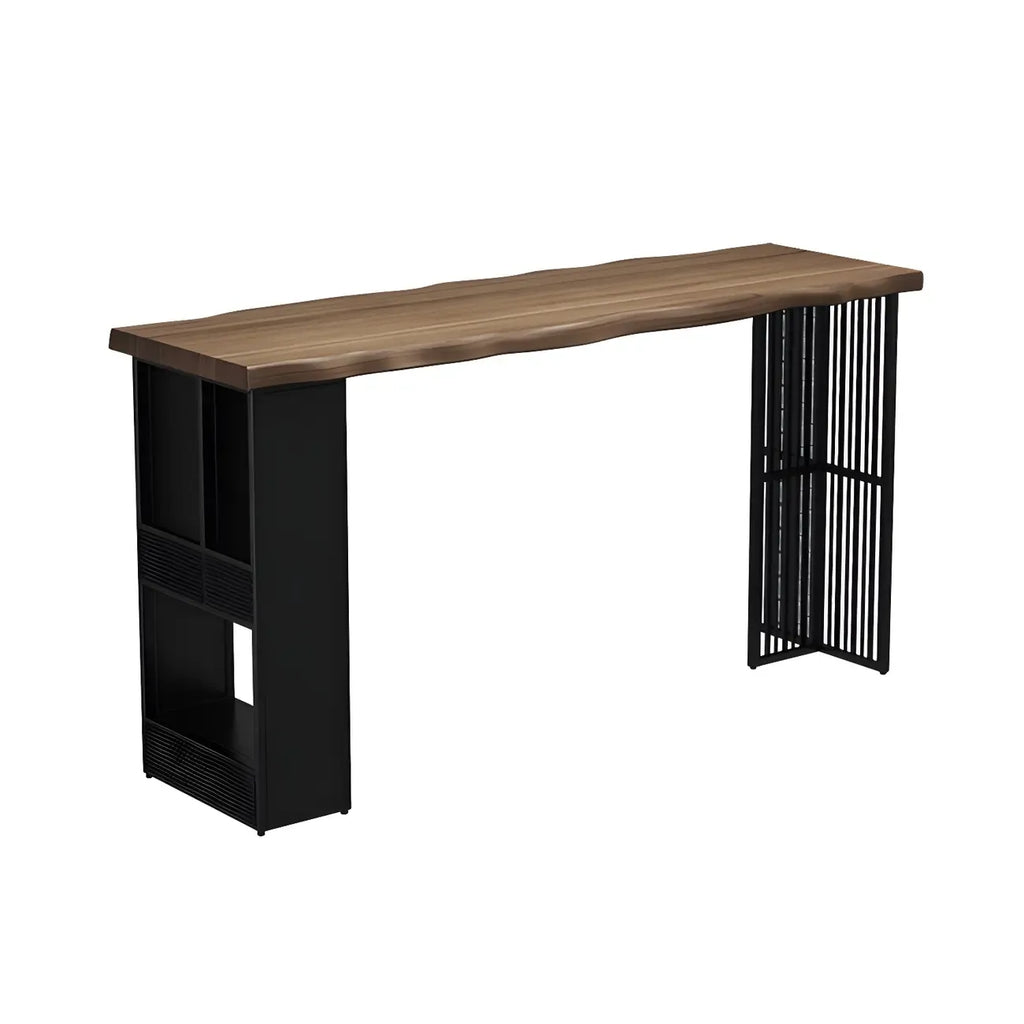 Tables de bar modernes en bois et fer brun doré