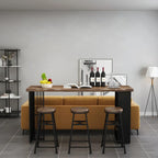 Tables de bar modernes en bois et fer brun doré