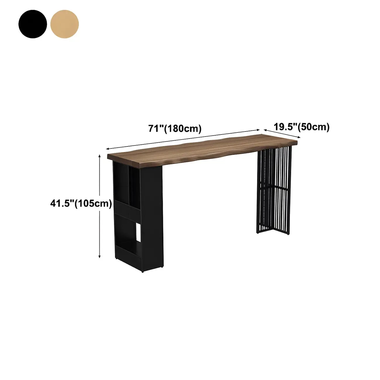 Tables de bar modernes en bois et fer brun doré
