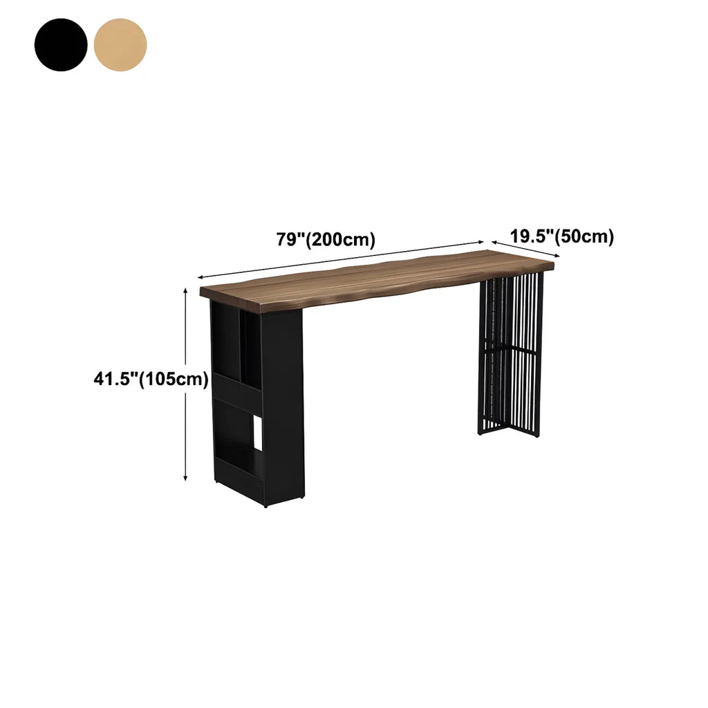 Tables de bar modernes en bois et fer brun doré
