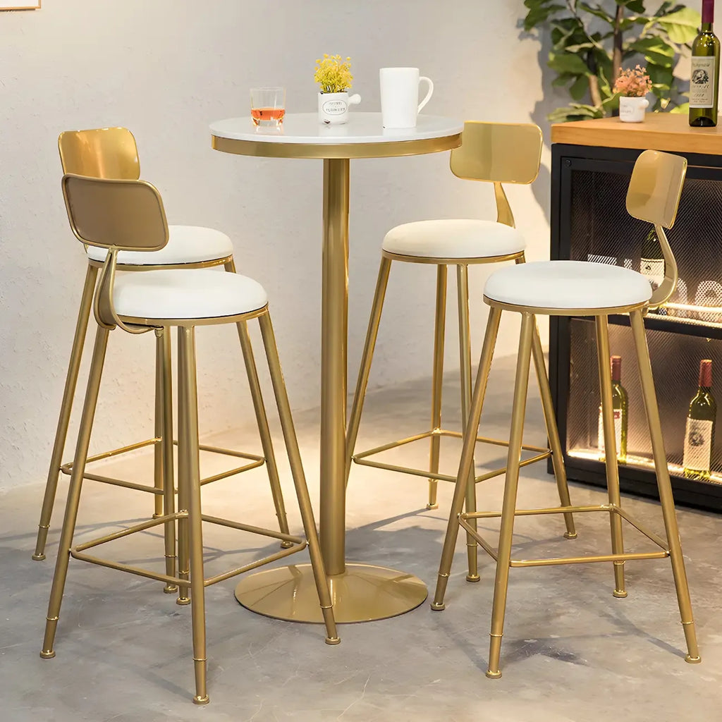 Tables de bar sur pied en faux marbre doré glamour pour bistro