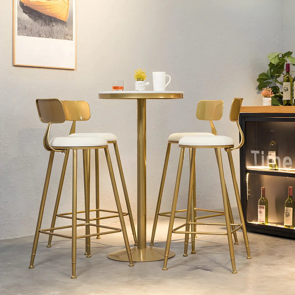 Tables de bar sur pied en faux marbre doré glamour pour bistro