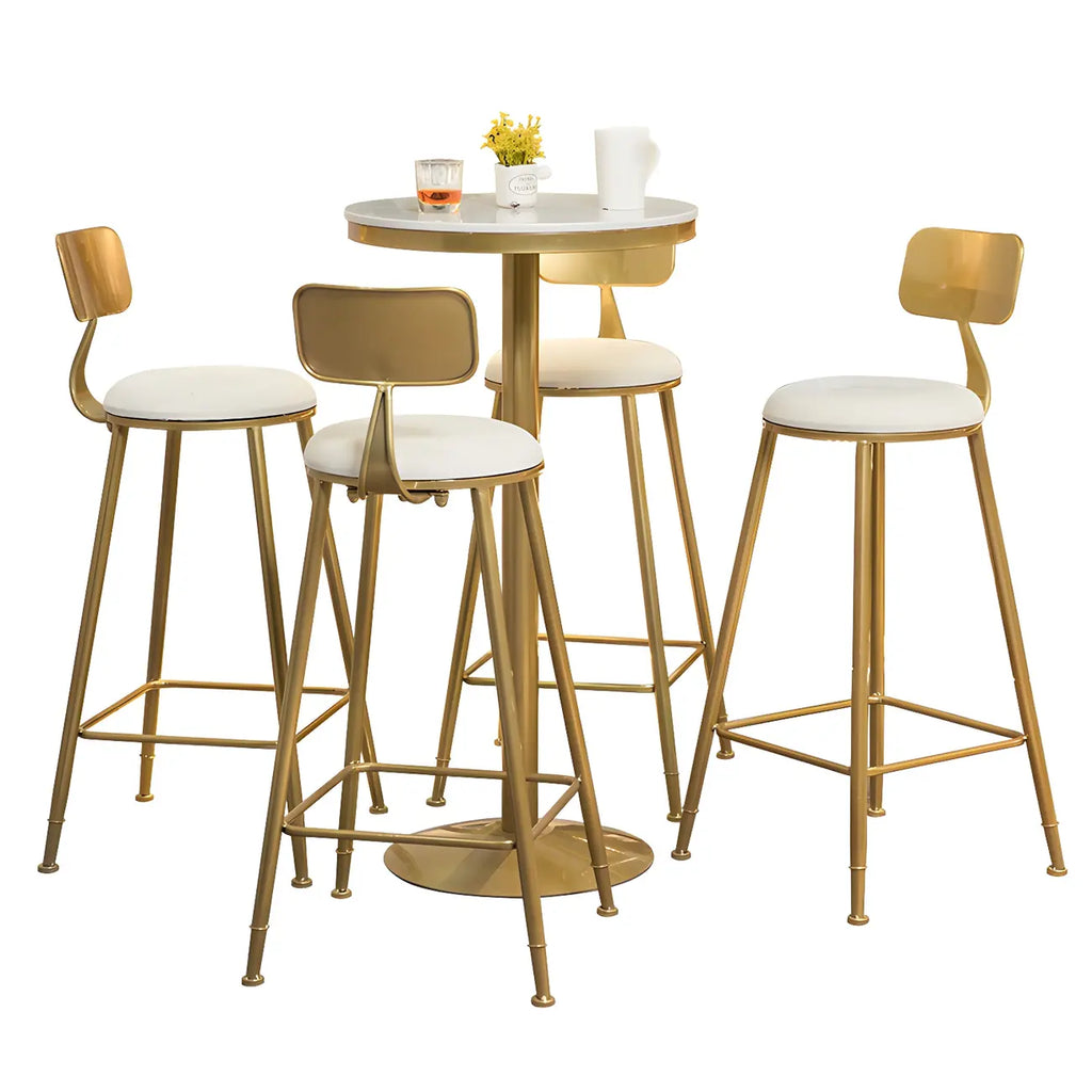 Tables de bar sur pied en faux marbre doré glamour pour bistro