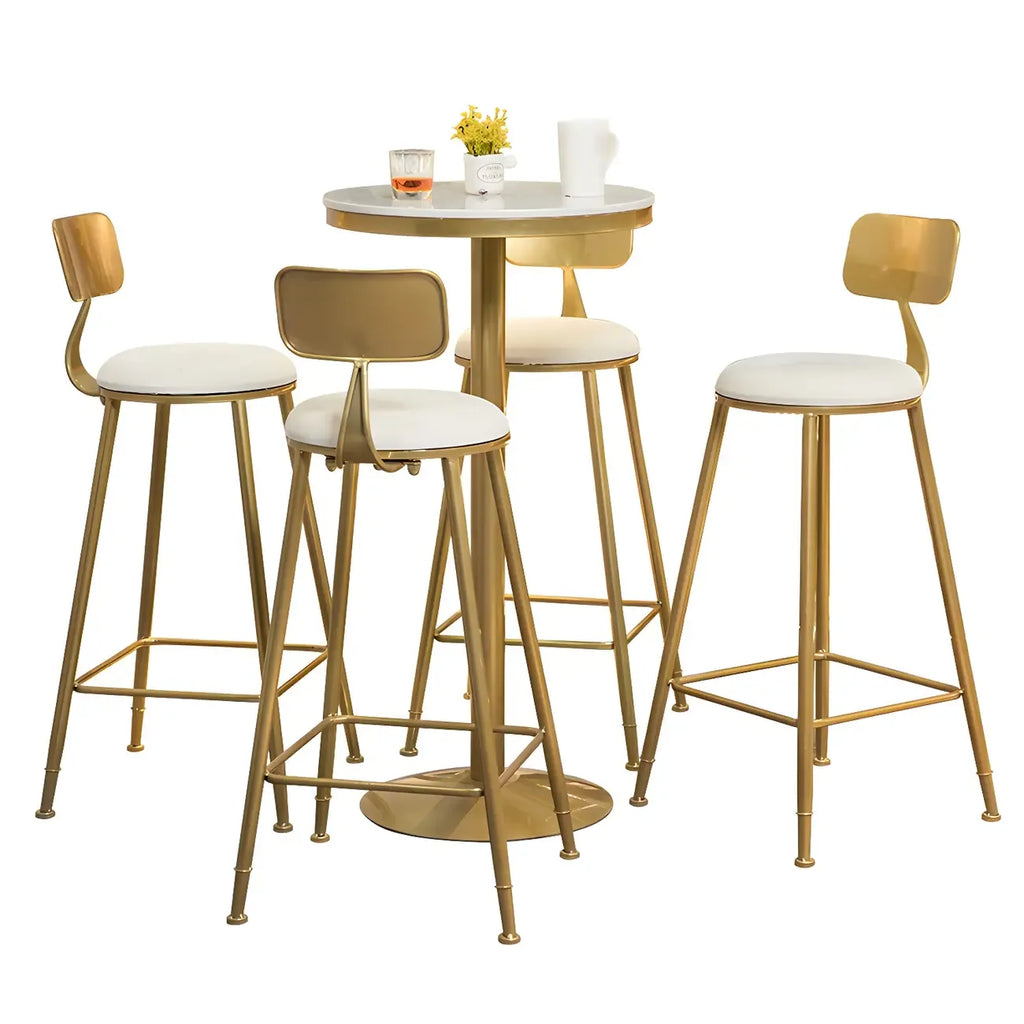 Tables de bar sur pied en faux marbre doré glamour pour bistro