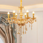 Lustre réglable en cristal style chandelier du milieu du siècle
