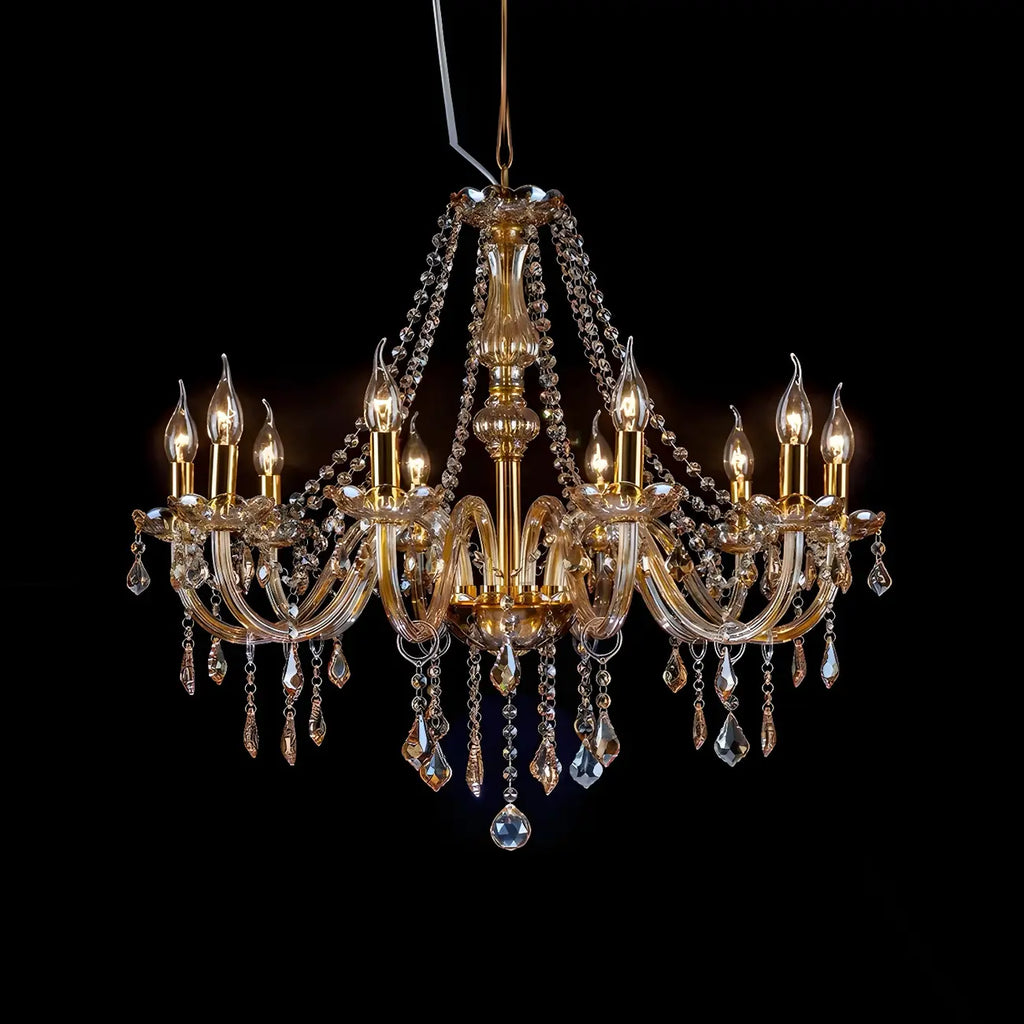Lustre réglable en cristal style chandelier du milieu du siècle