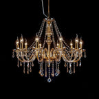 Lustre réglable en cristal style chandelier du milieu du siècle