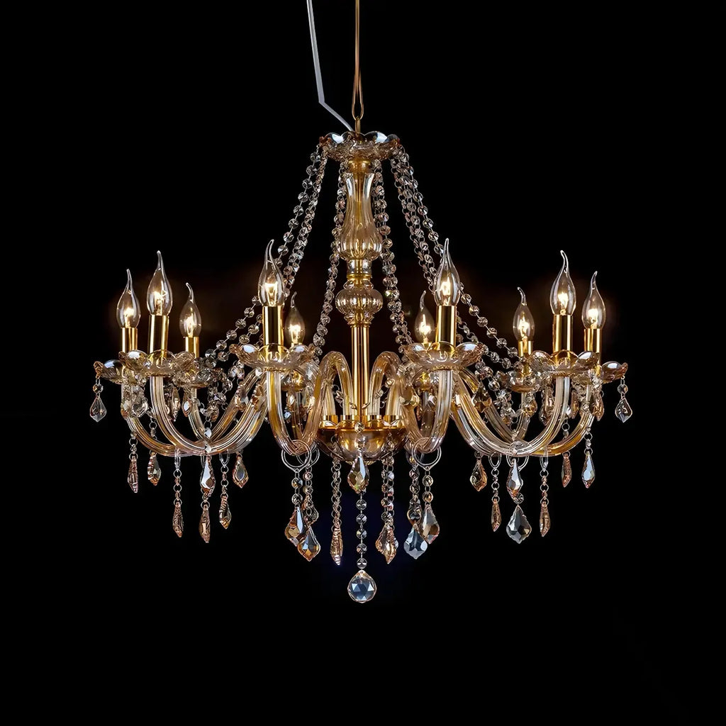 Lustre réglable en cristal style chandelier du milieu du siècle
