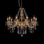 Lustre réglable en cristal style chandelier du milieu du siècle