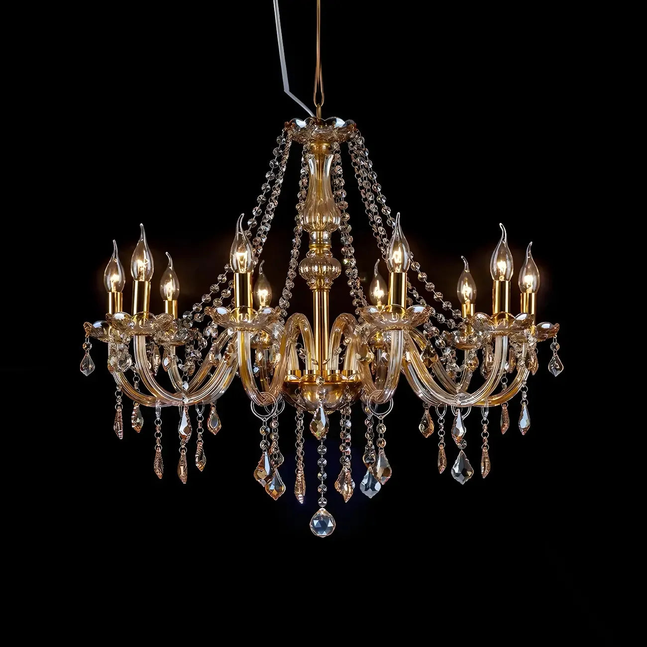 Lustre réglable en cristal style chandelier du milieu du siècle