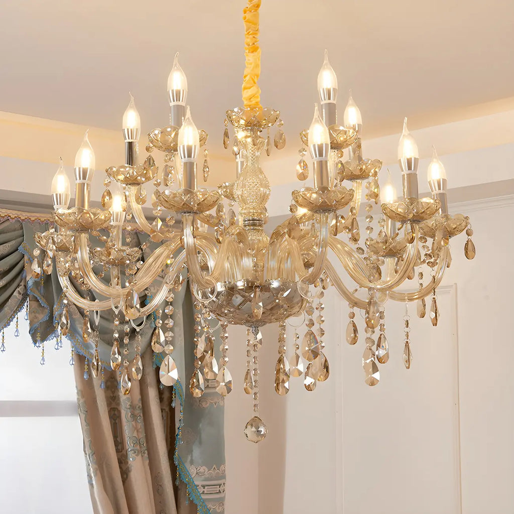 Lustre réglable en cristal style chandelier du milieu du siècle