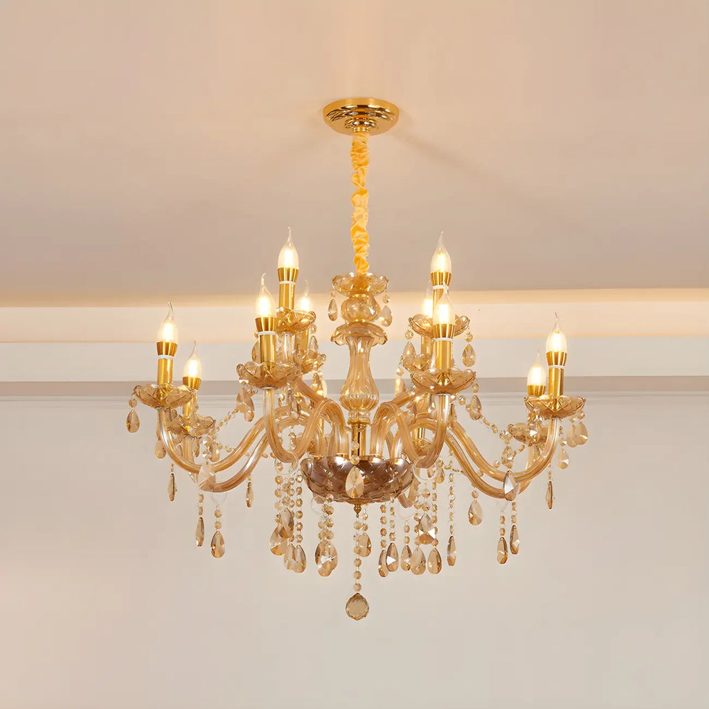 Lustre réglable en cristal style chandelier du milieu du siècle