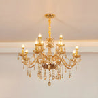 Lustre réglable en cristal style chandelier du milieu du siècle