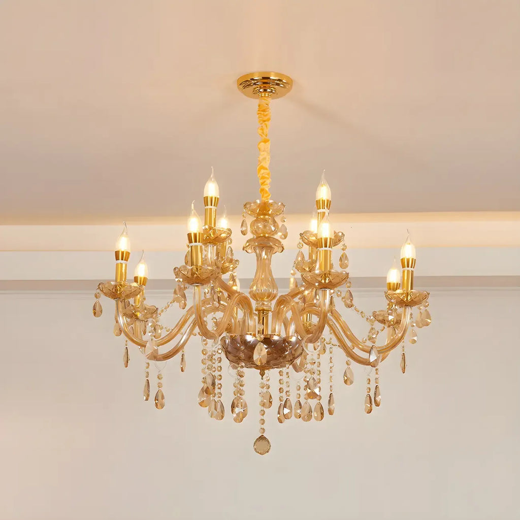 Lustre réglable en cristal style chandelier du milieu du siècle