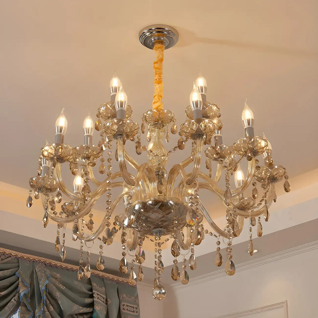 Lustre réglable en cristal style chandelier du milieu du siècle
