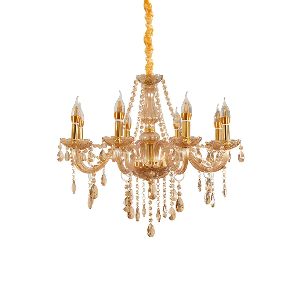 Lustre réglable en cristal style chandelier du milieu du siècle