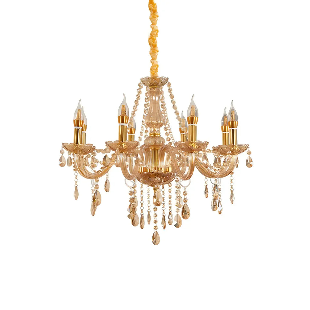 Lustre réglable en cristal style chandelier du milieu du siècle