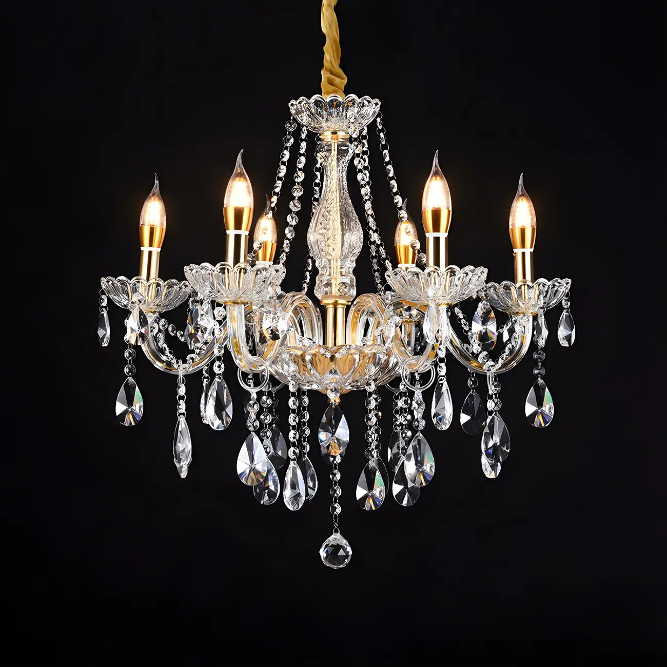 Lustre réglable en cristal style chandelier du milieu du siècle