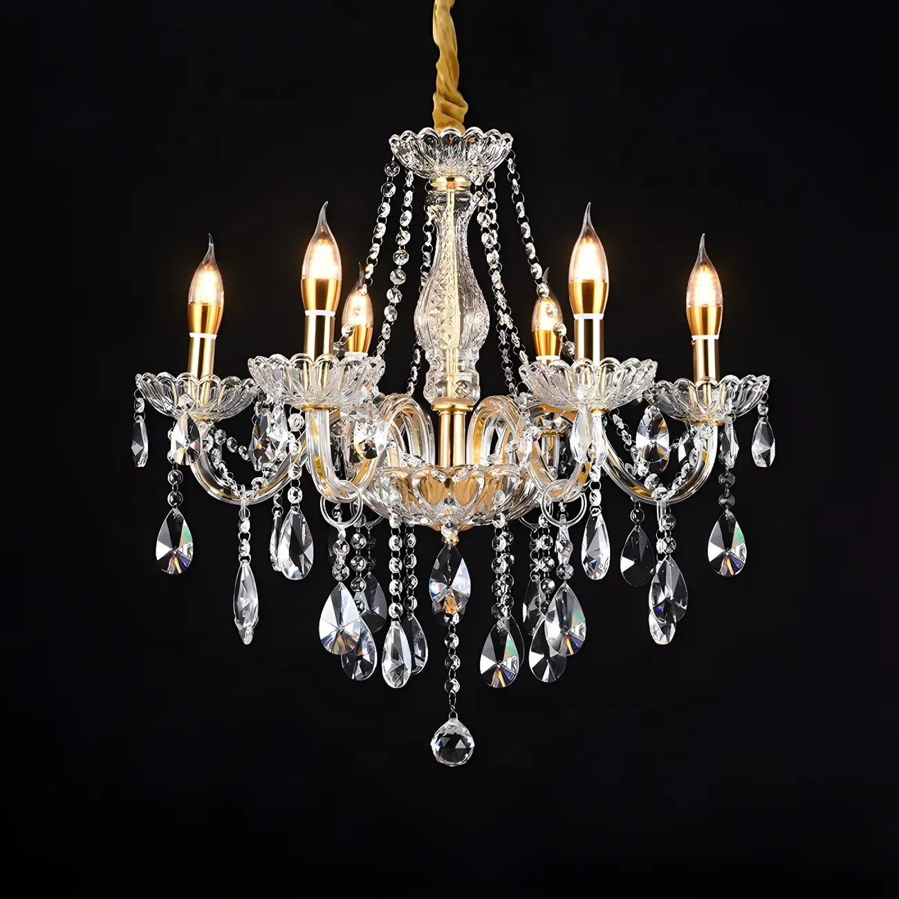 Lustre réglable en cristal style chandelier du milieu du siècle