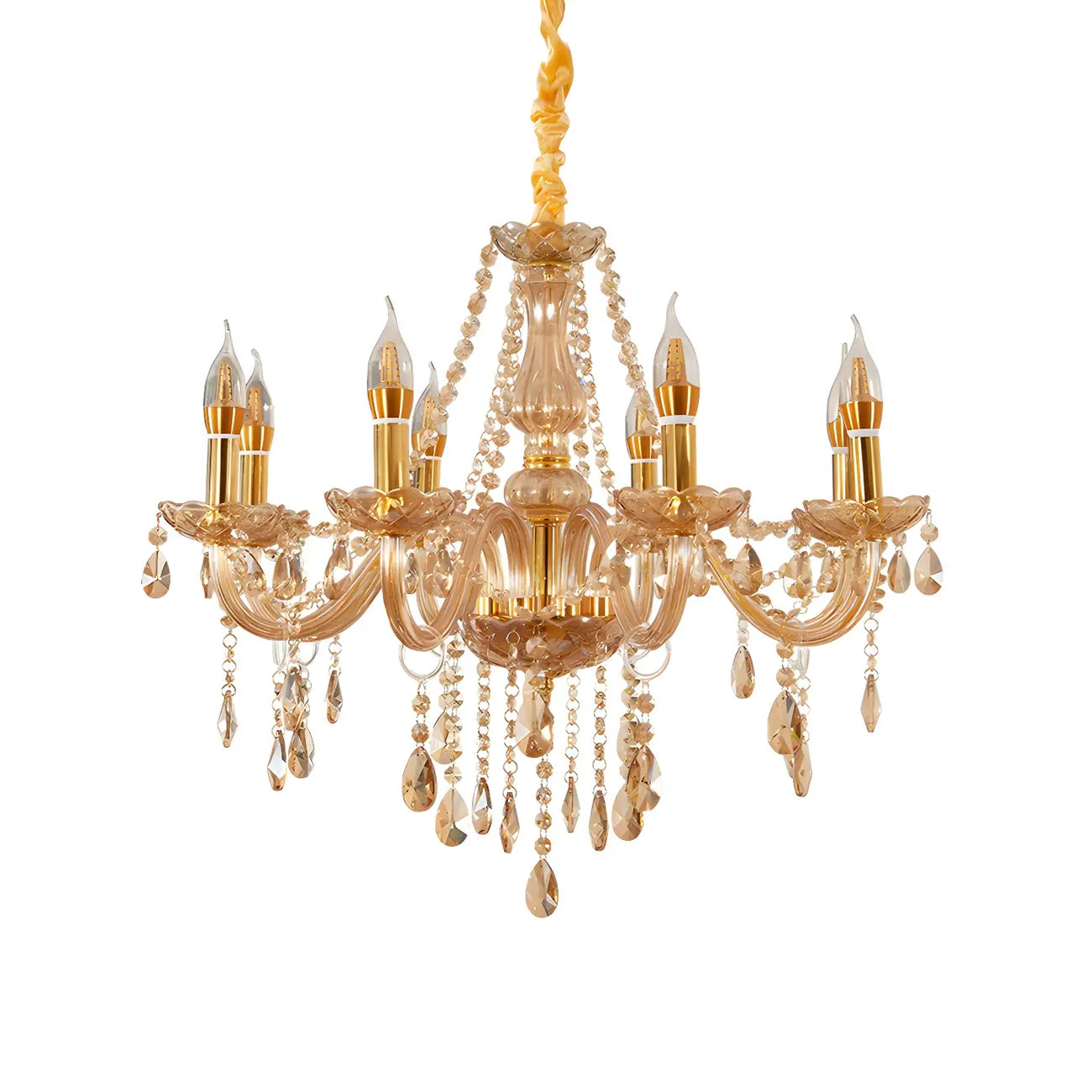 Lustre réglable en cristal style chandelier du milieu du siècle