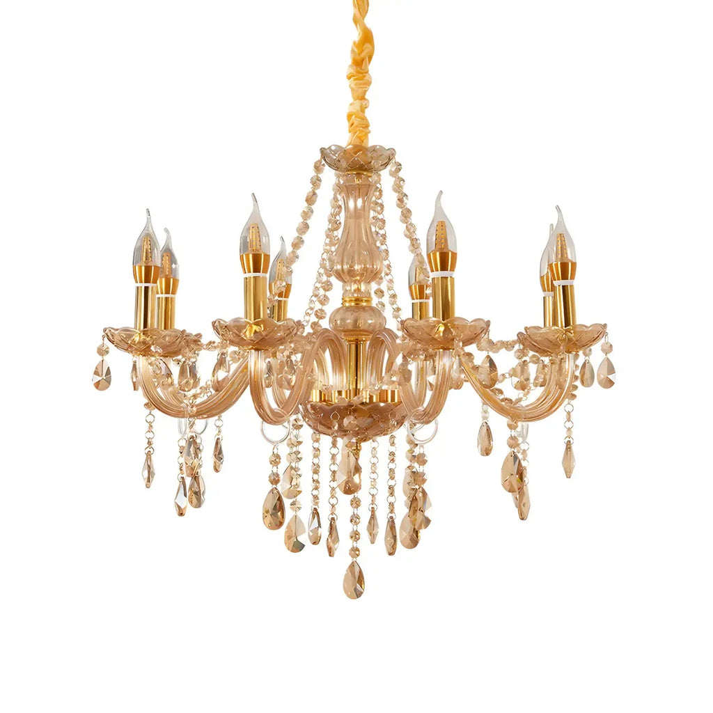 Lustre réglable en cristal style chandelier du milieu du siècle