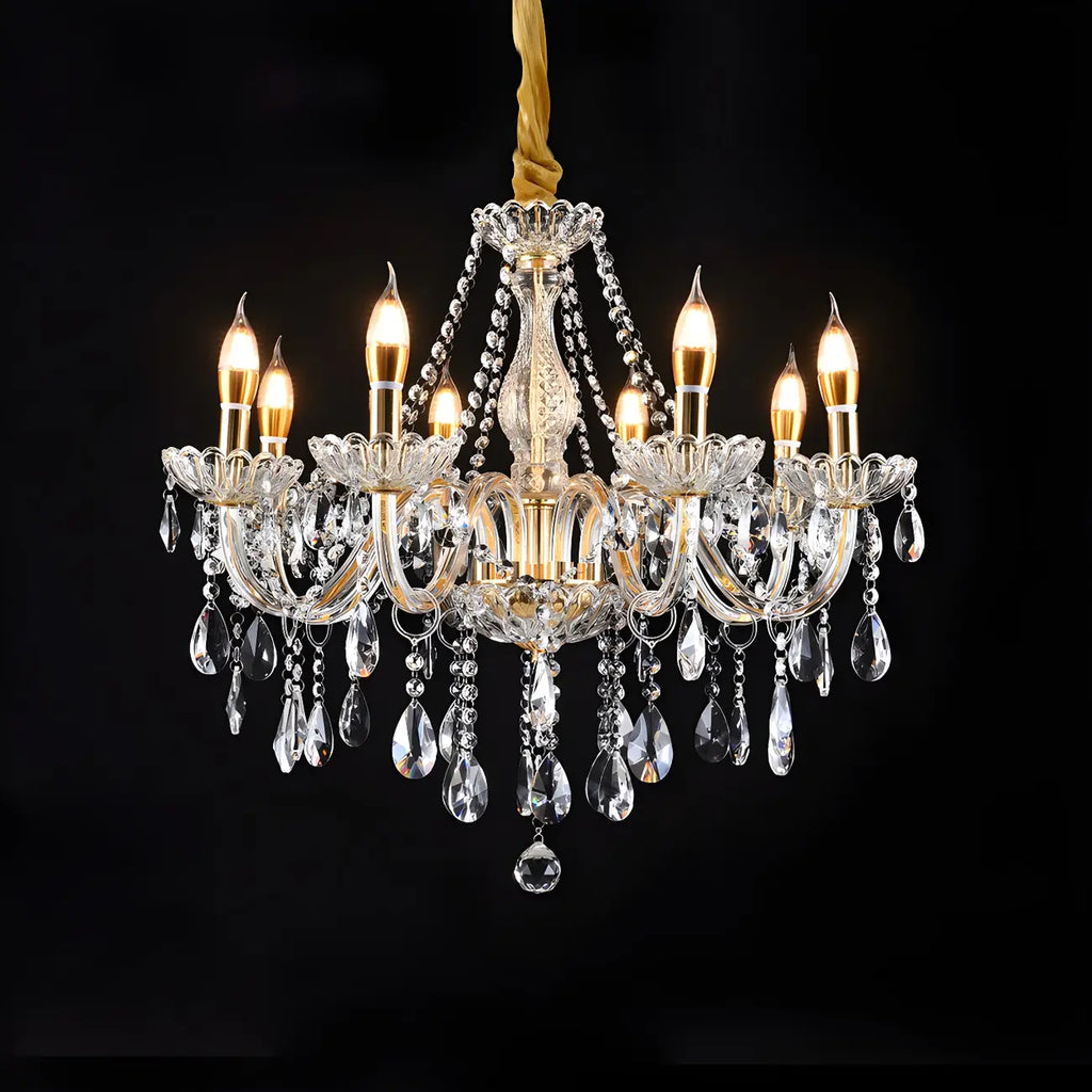 Lustre réglable en cristal style chandelier du milieu du siècle