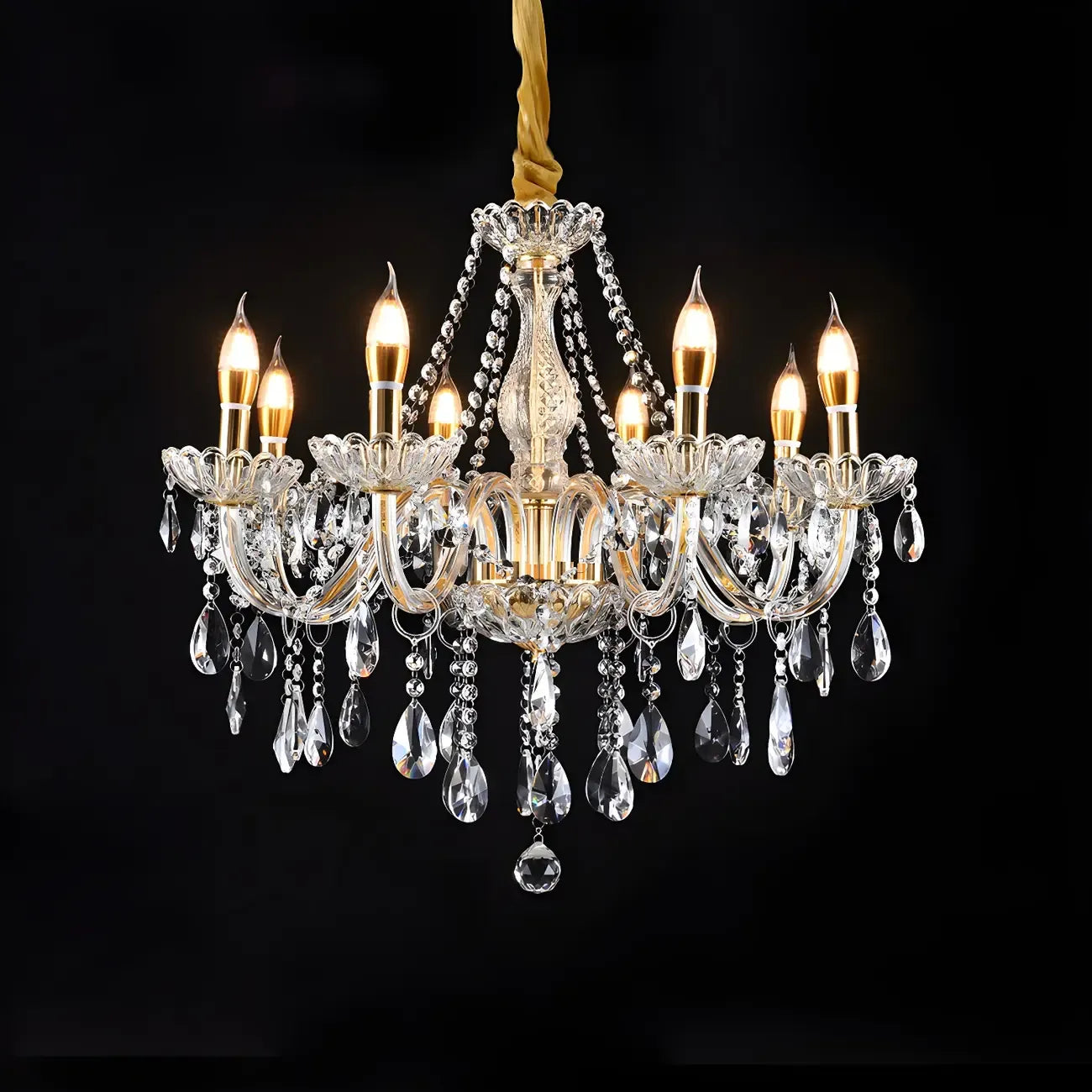Lustre réglable en cristal style chandelier du milieu du siècle