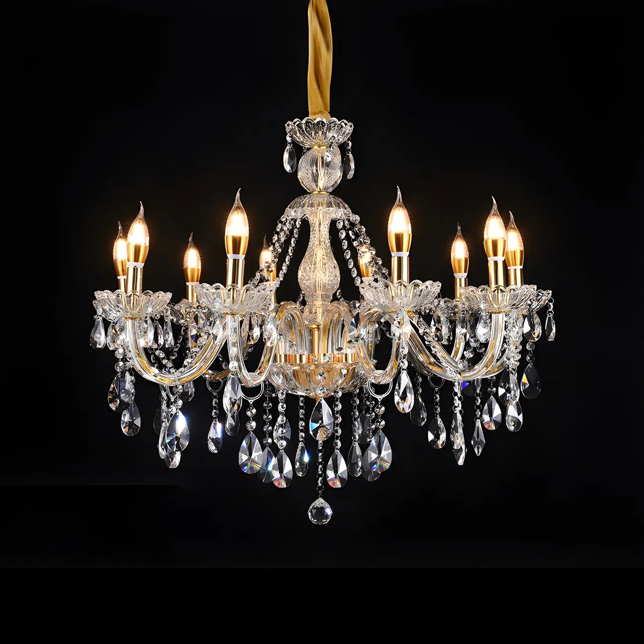 Lustre réglable en cristal style chandelier du milieu du siècle