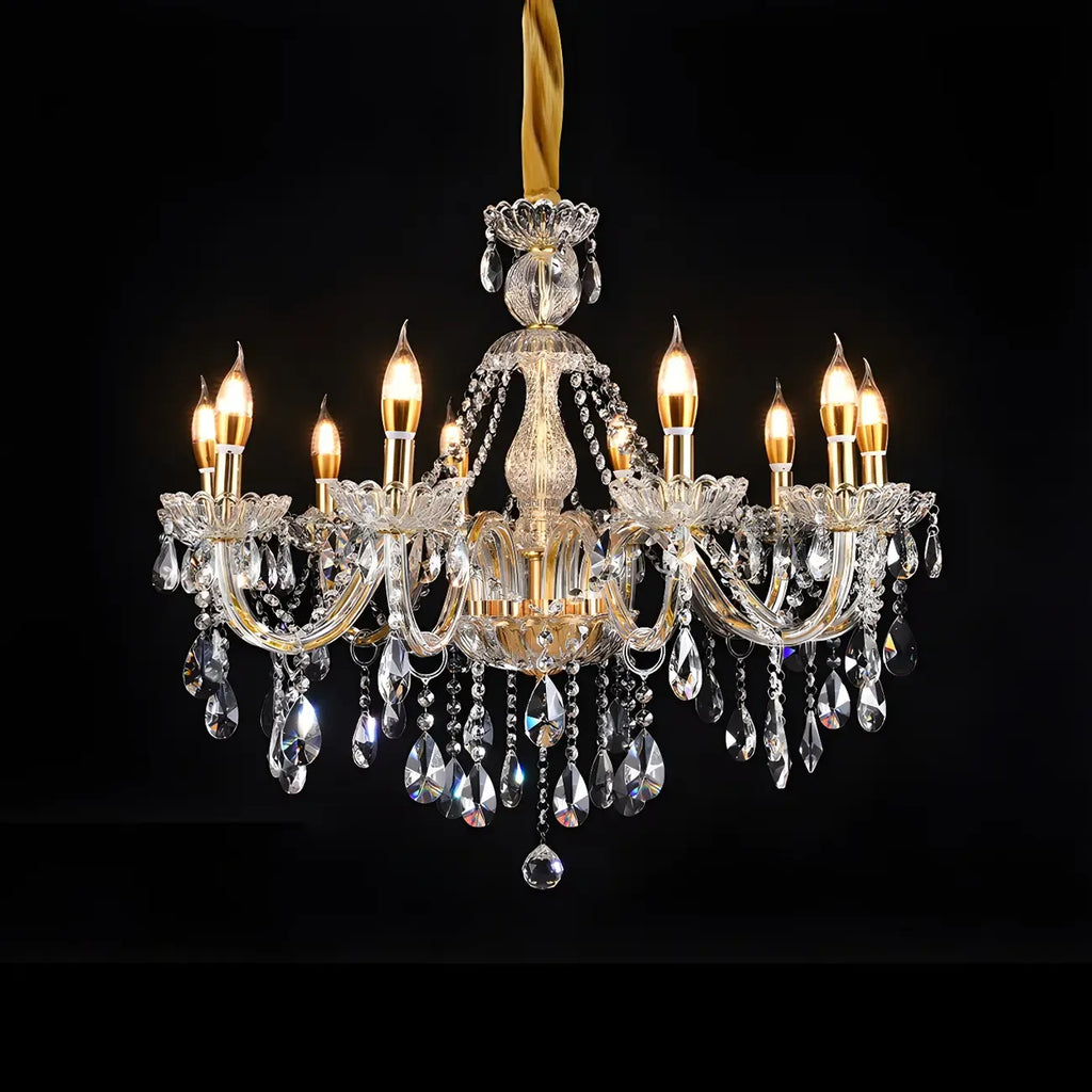 Lustre réglable en cristal style chandelier du milieu du siècle