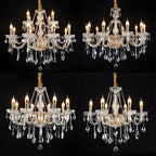 Lustre réglable en cristal style chandelier du milieu du siècle