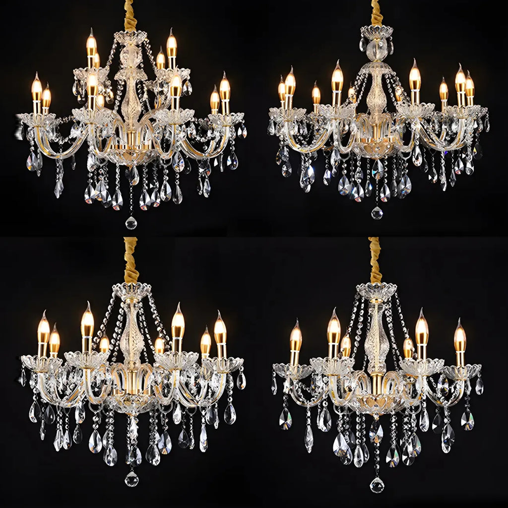 Lustre réglable en cristal style chandelier du milieu du siècle