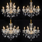 Lustre réglable en cristal style chandelier du milieu du siècle