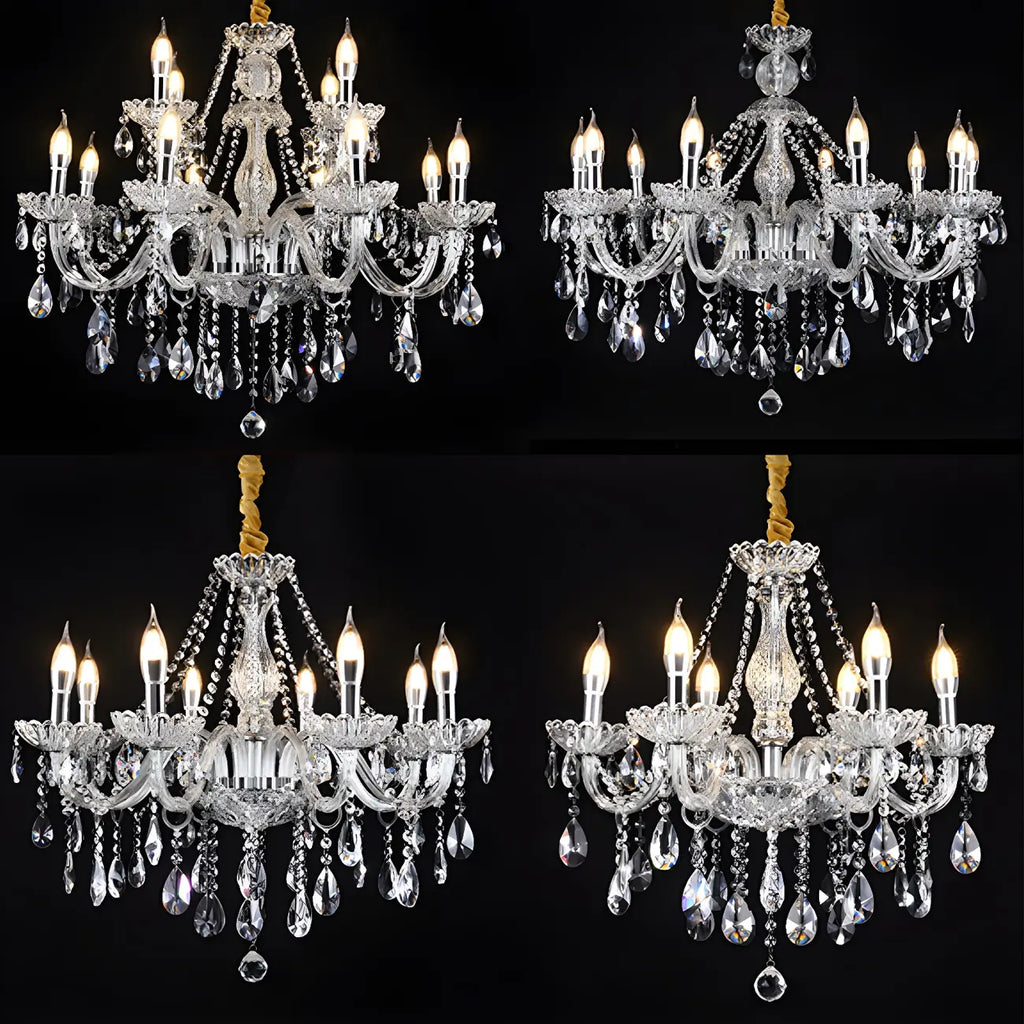 Lustre réglable en cristal style chandelier du milieu du siècle