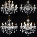 Lustre réglable en cristal style chandelier du milieu du siècle