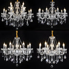 Lustre réglable en cristal style chandelier du milieu du siècle