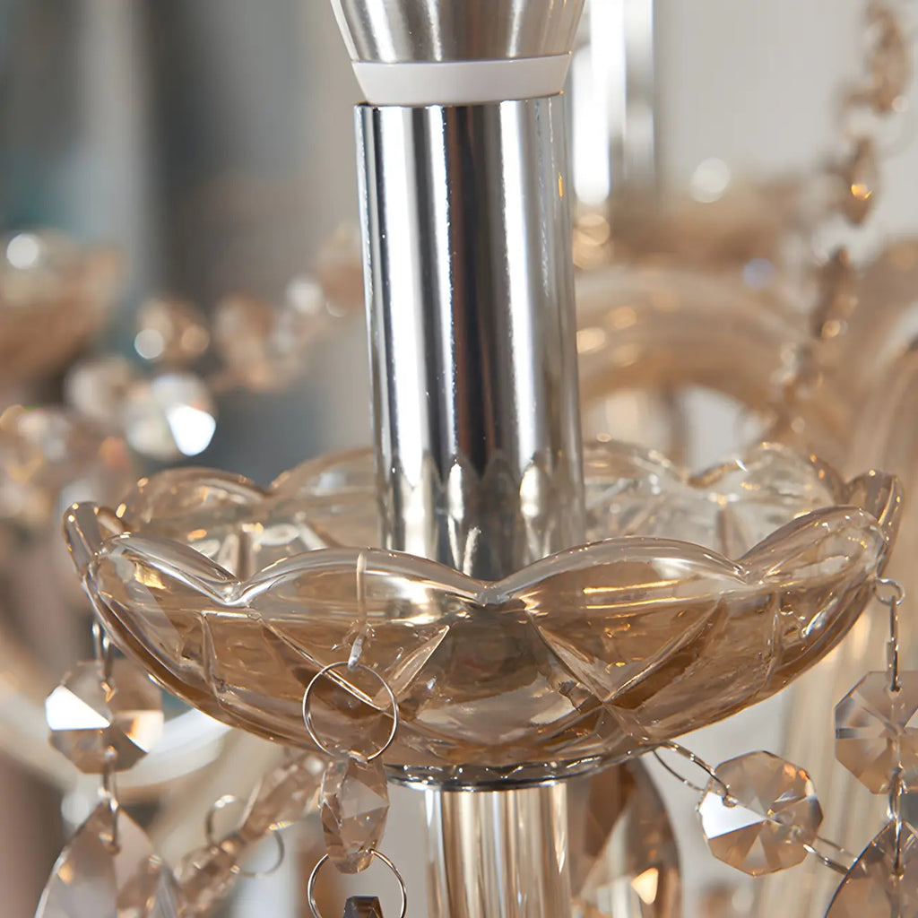 Lustre réglable en cristal style chandelier du milieu du siècle