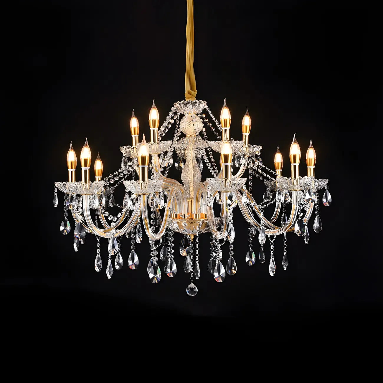Lustre réglable en cristal style chandelier du milieu du siècle