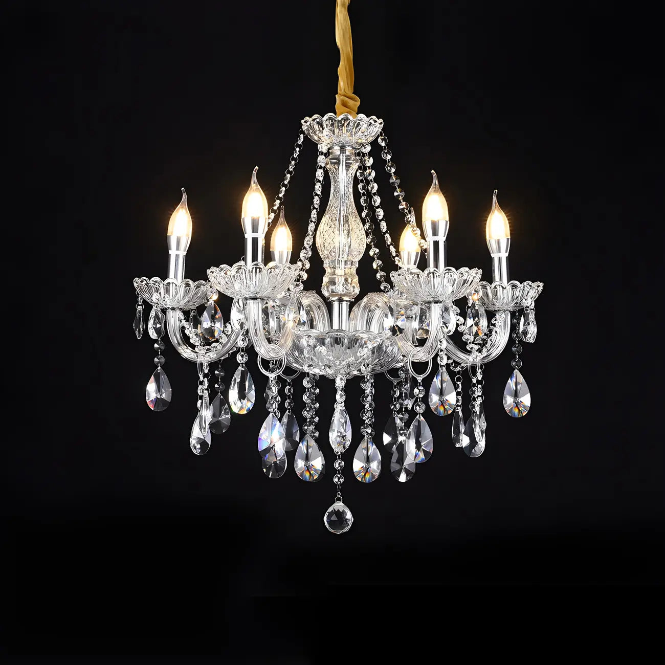Lustre réglable en cristal style chandelier du milieu du siècle