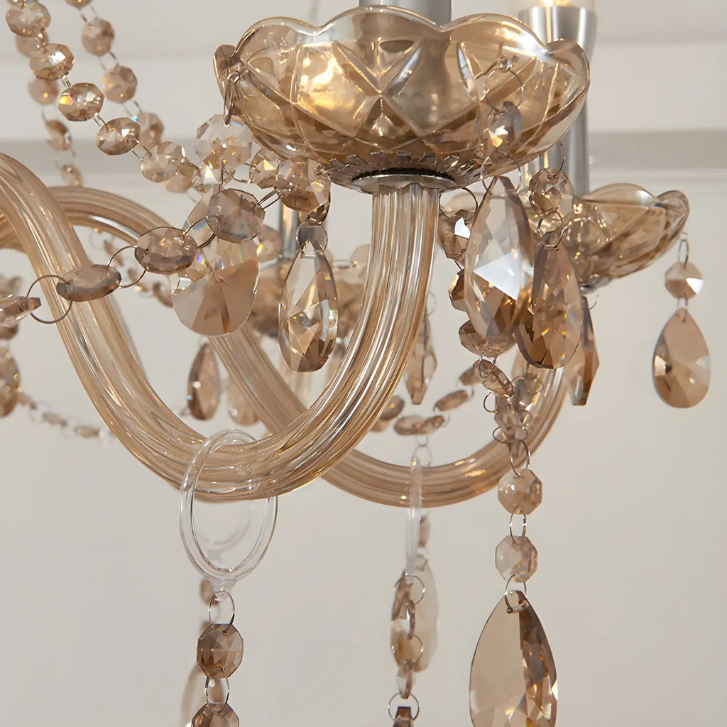 Lustre réglable en cristal style chandelier du milieu du siècle