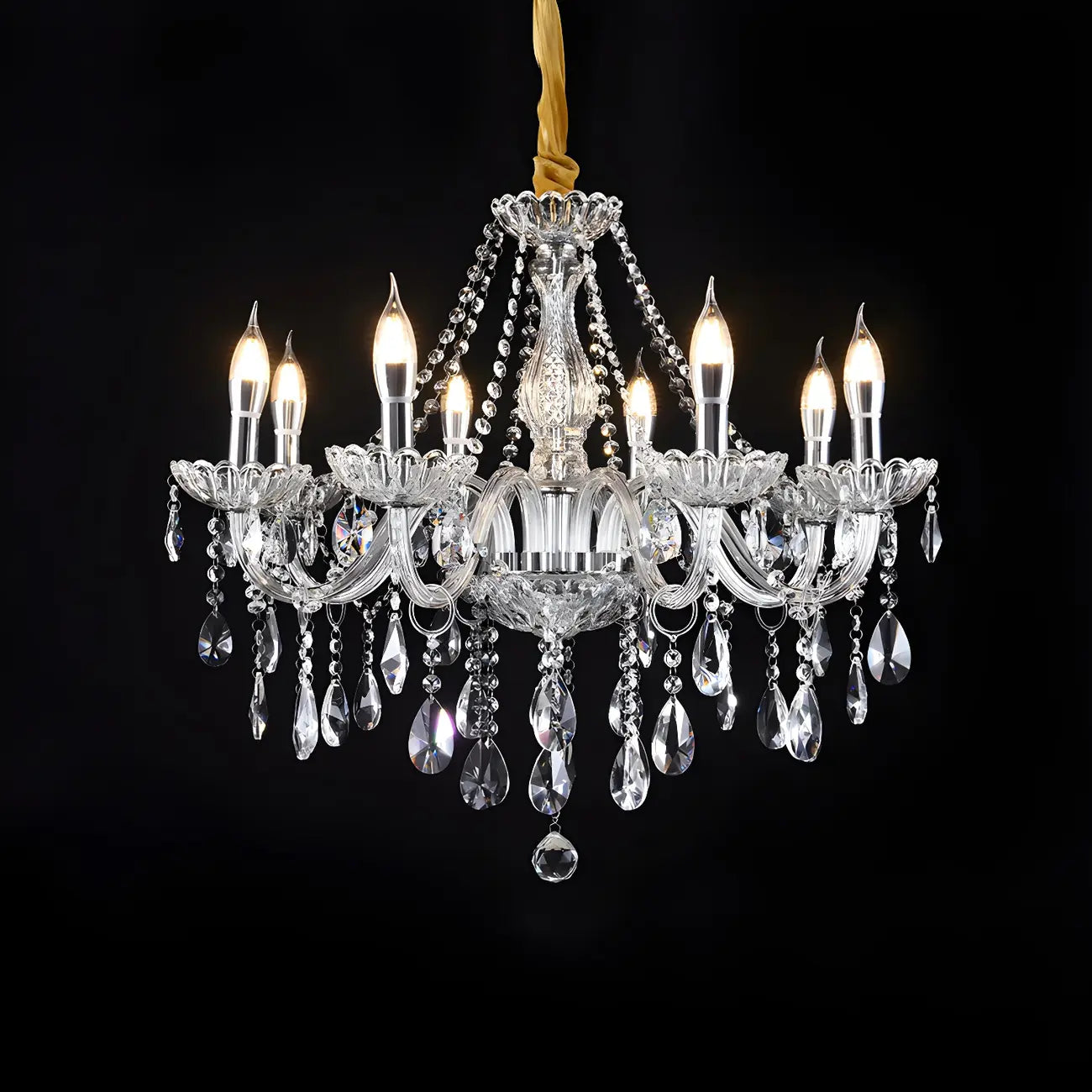 Lustre réglable en cristal style chandelier du milieu du siècle