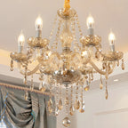 Lustre réglable en cristal style chandelier du milieu du siècle