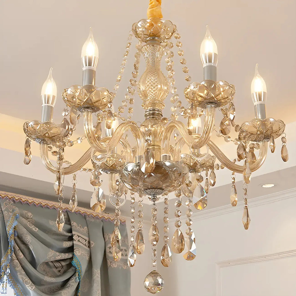 Lustre réglable en cristal style chandelier du milieu du siècle