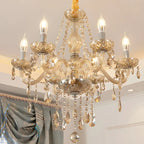 Lustre réglable en cristal style chandelier du milieu du siècle
